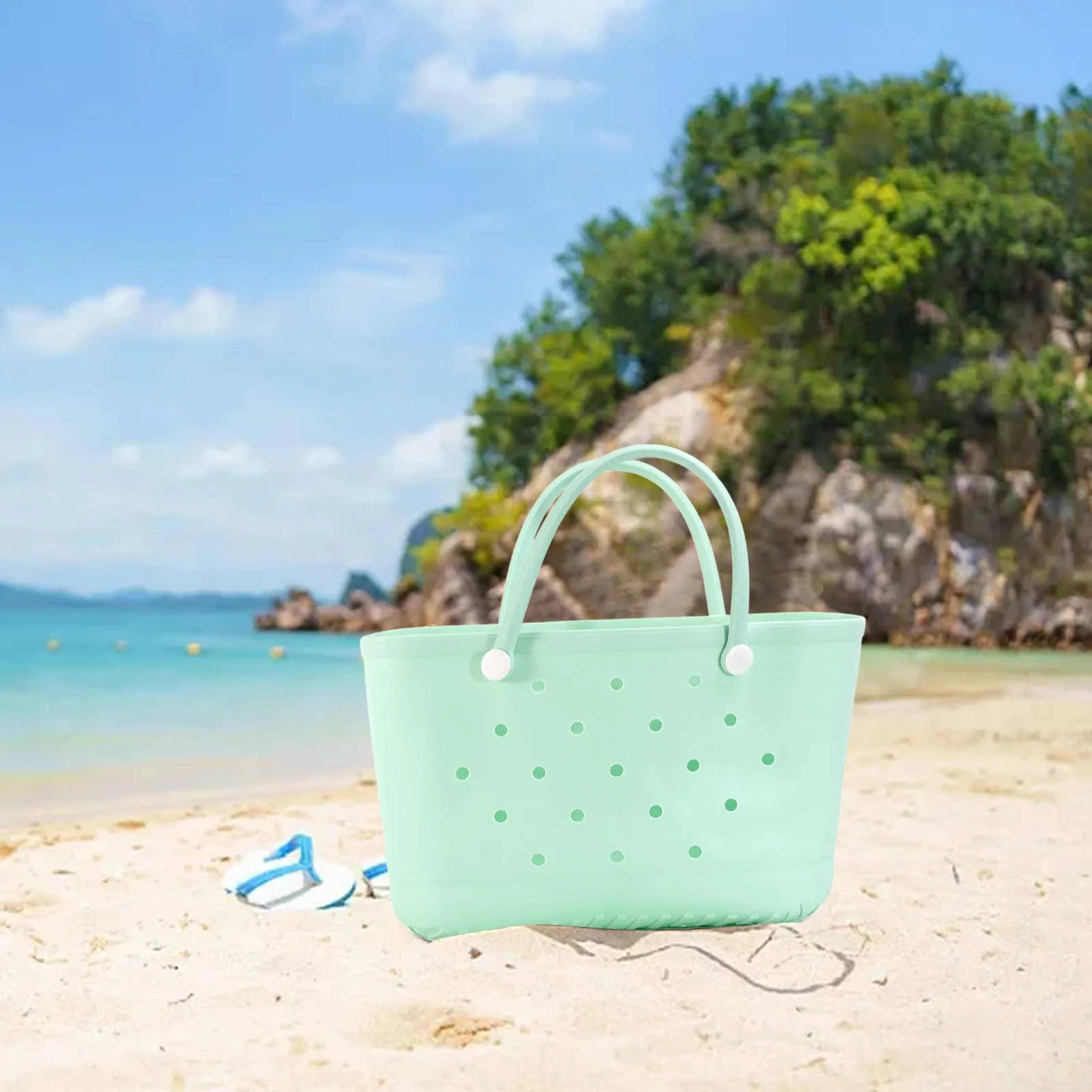 

Eva S For Women Waterproof Washable Beach Tote Bag Durable Open Tote Travel Bags EVA Handbag For Beach Sports