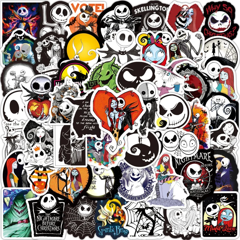 

Cartoon Anime The Nightmare Before Christmas Stickers Waterproof Car Guitar Luggage Laptop Phone Sticker Halloween Toys Gifts