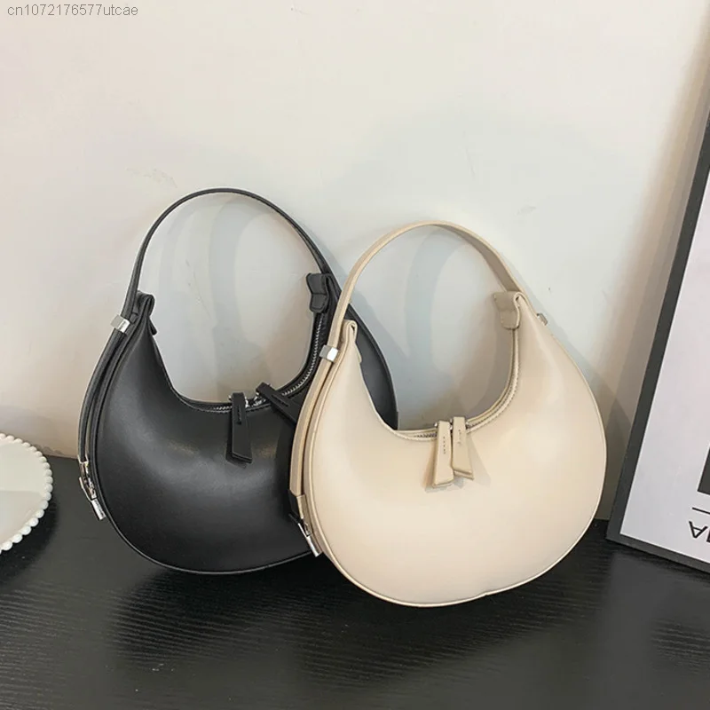 

Half Moon Design Hobo Bags Small Fashion One Shoulder Underarm Bag 2000s Women's New Handbags High Quality Handheld Baguette Bag