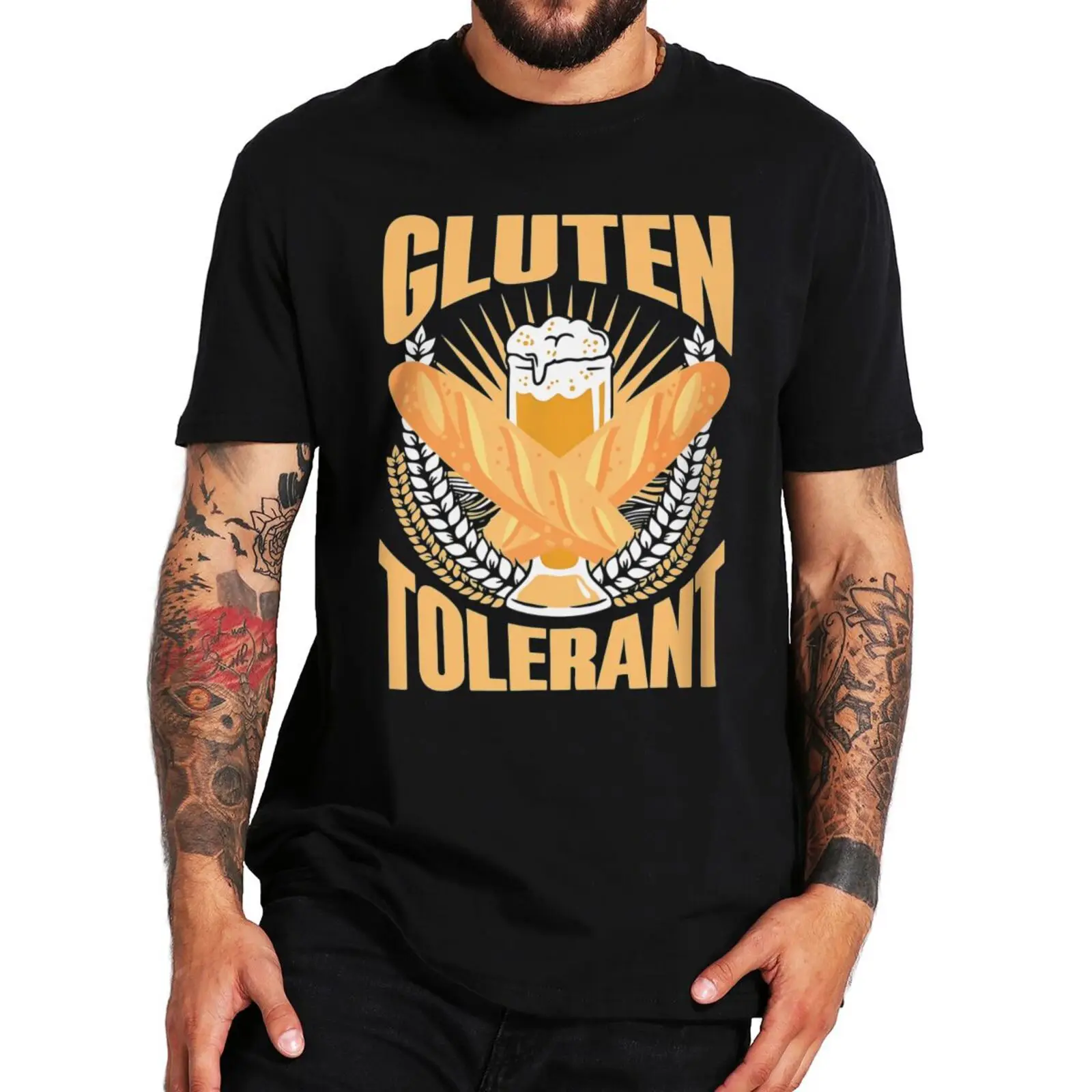 

Gluten Tolerant T Shirt Retro Sarcastic Humour Beer Drinking Meme Topss Summer 100% Cotton Unisex O-neck Breathable T-shirts