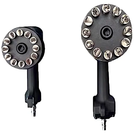 

Пневматические цифры «A» STAMPER 1/2» и индивидуальные буквы, цифры и символы E (см. Таблицу) доступны в 12 мм