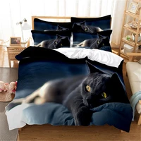 grey cute cat bedding set fashion duvet cover set 3d animal print linen queen double bedding set bedroom bed duvet cover set