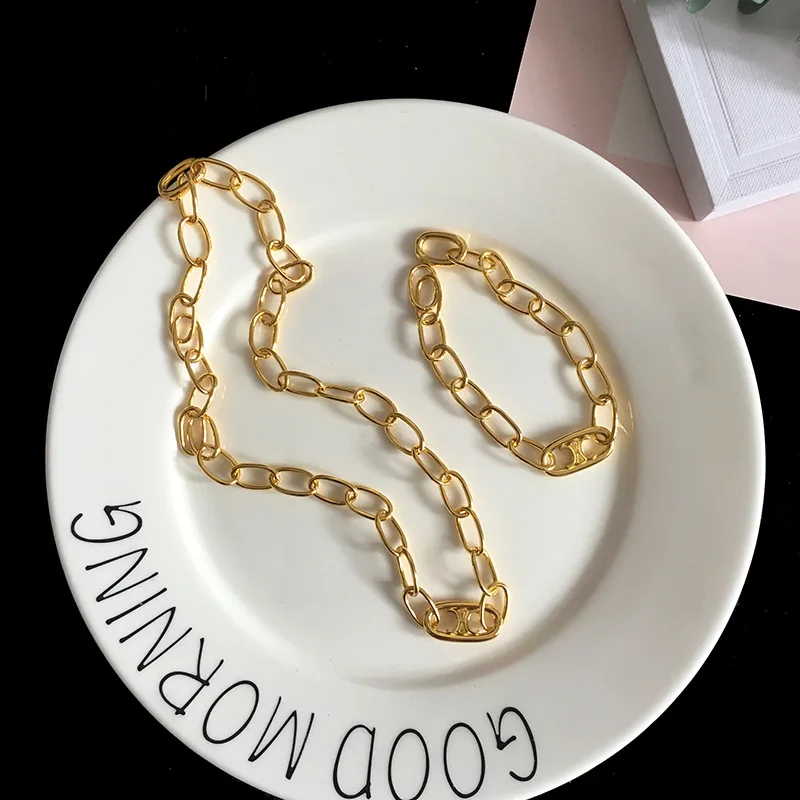 

Модное ожерелье, романтическая толстая цепочка для пары, простое моделирующее украшение, подарок для девушки