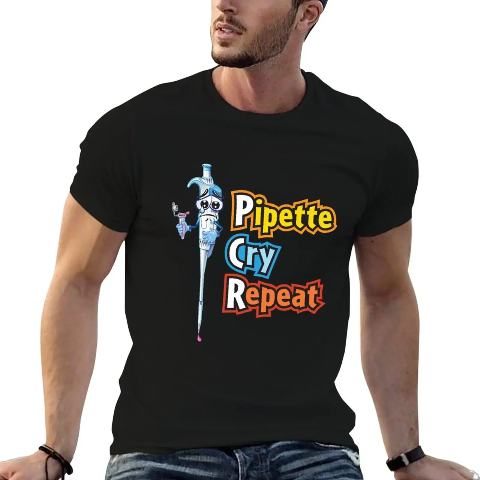 Pipette Cry Repeat Funny - PCR Наука и биология Научная художественная футболка с героями