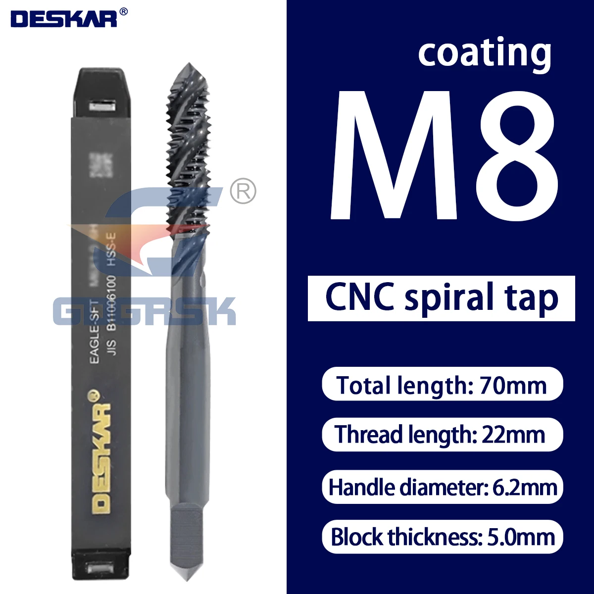 

DESKAR Антисейсмический метчик с прямой канавкой и наконечником винта M3/M4/M5/M6/M8/M10/M12 Сверло с защитой от сотрясений на кончиках