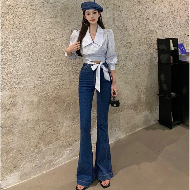 UHYTGF Spring Autumn Jeans Female Korean Version Of Bell Pants Versatile Tight Buttock Lifting Long Trousers New Ladies Jeans07