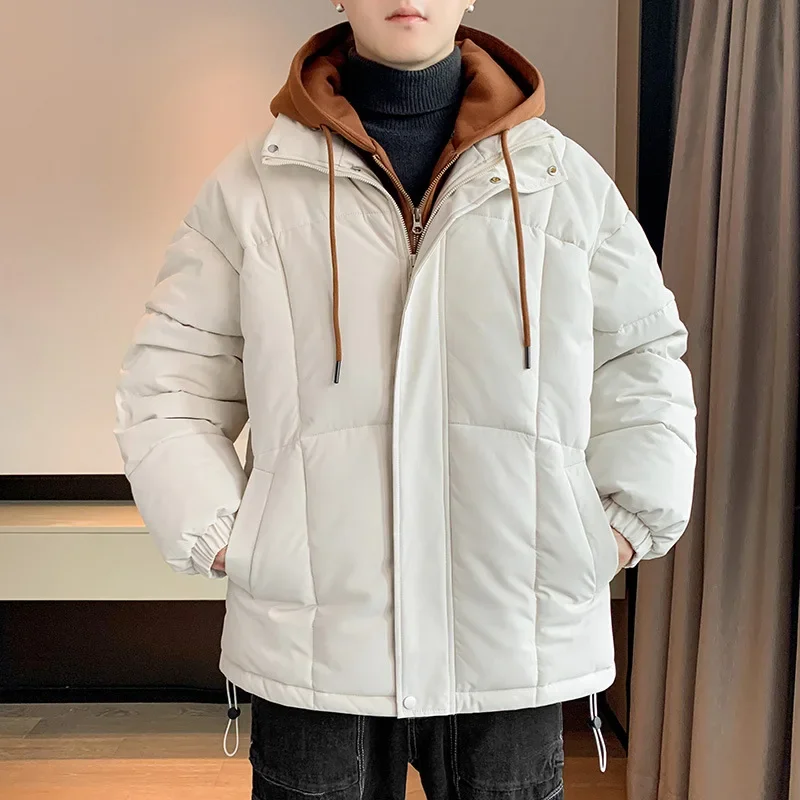 Модное городское мужское пальто с хлопковой подкладкой и капюшоном