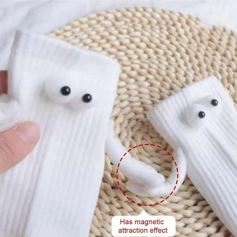 Magnetic Hands Socks 3D Doll Plastics Eyes Sock Middle Tube Cotton Breathable Cute Socks For Women Man Personalized Socks