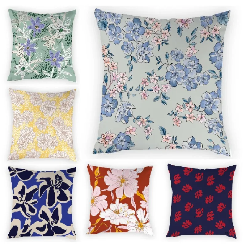 

Flower Sitting Cushion Velvet Square Pillowcases for Pillows 45x45cm Nordic Colorful Floral Home Decor Polyster Linen 2023 E2108