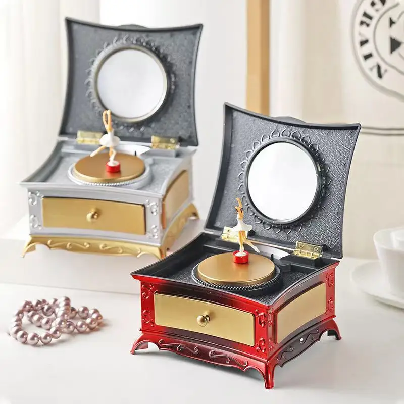 

Rotating Music Box Dresser Holiday Birthday Gift Manual Clockwork Octave Jewelry Box Ornaments Home Shop Decorations