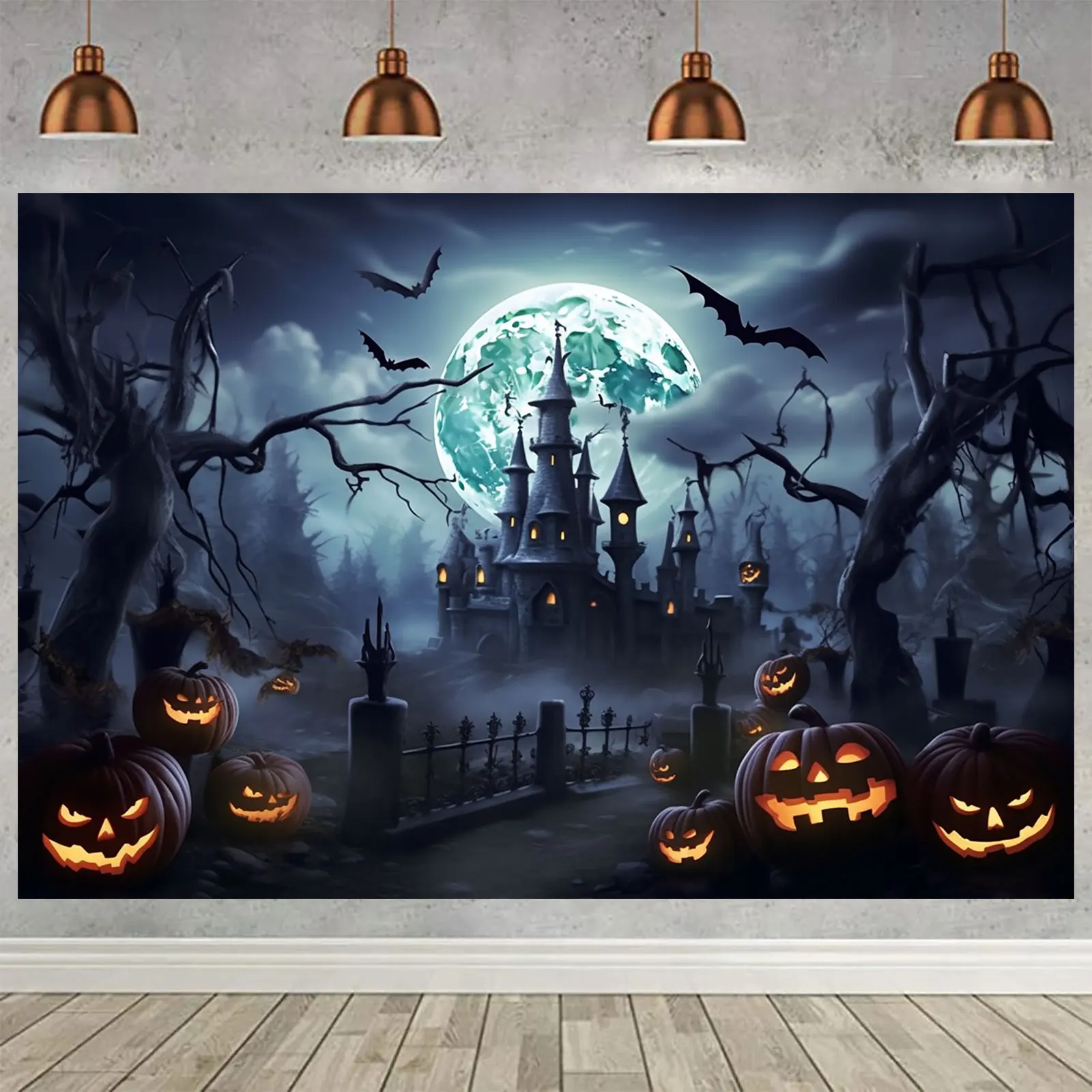 5 × 3 фута Счастливый Хэллоуин фон Тыква замок полная луна летучая мышь Декор