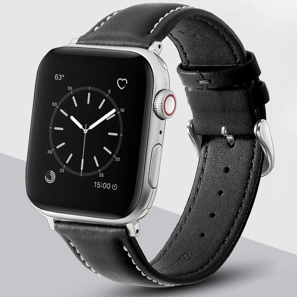 Ремешок для часов Apple Watch Band 49 мм 45 мм 41 мм 44 мм 40 мм, браслет из натуральной кожи для наручных часов iwatch series 3 5 SE 6 7 8 Ultra