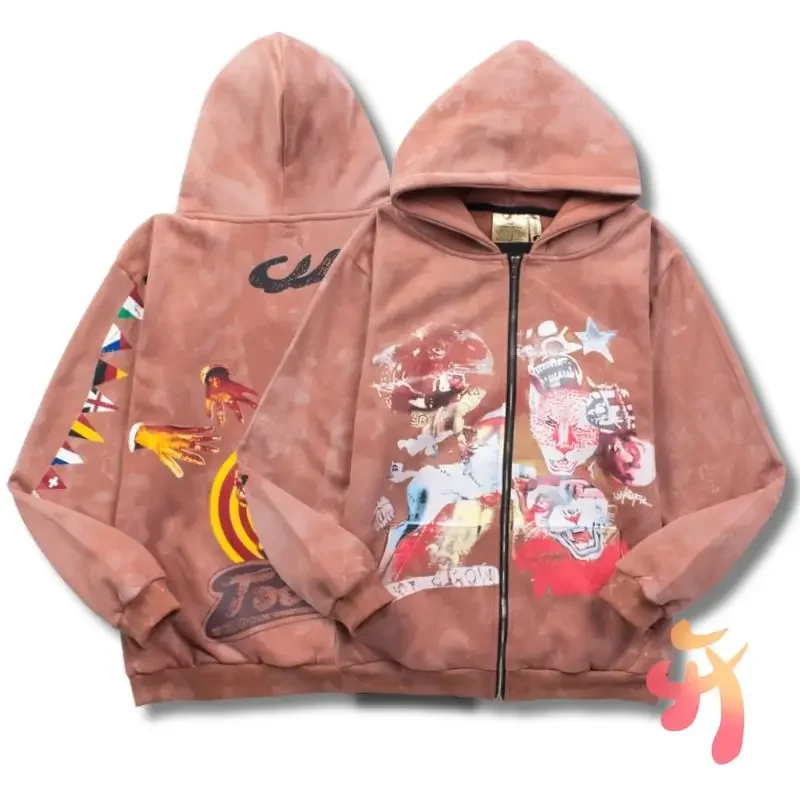 2XL флисовые куртки Кактус Джек в стиле ретро потертые окрашенные грязь голова