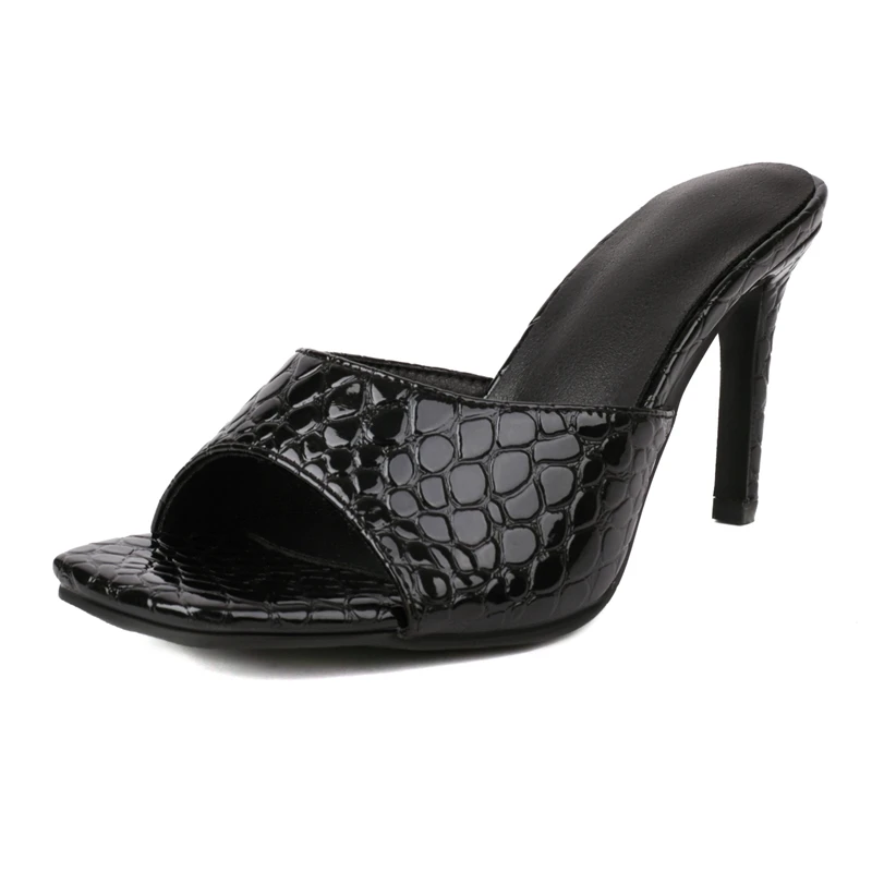 2023 Women Slippers High Heels Strip Pole Dance Shoes Flip Flops Pointed Toe Slides Stone Pattern Slipper Simple Banquet Shoes