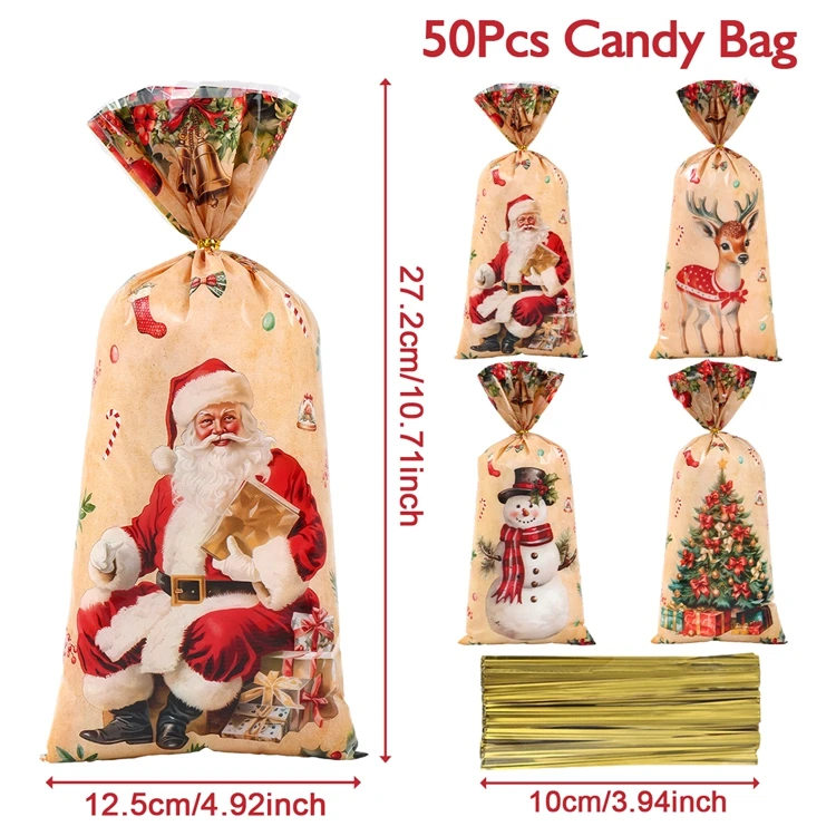 

Рождественские пакеты Wayfun, пластик, 25/50/100 шт.