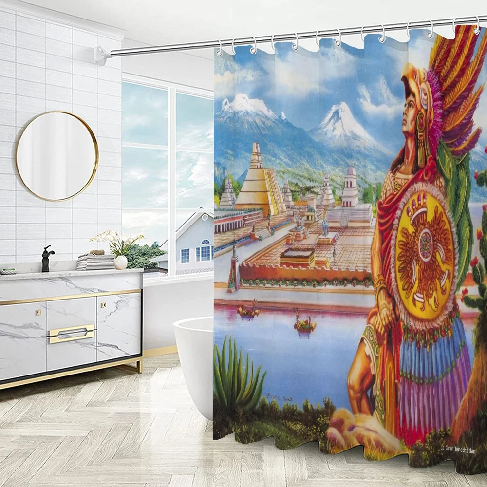 Современная полосатая ацтекская занавеска для душа большого размера 200x300 см