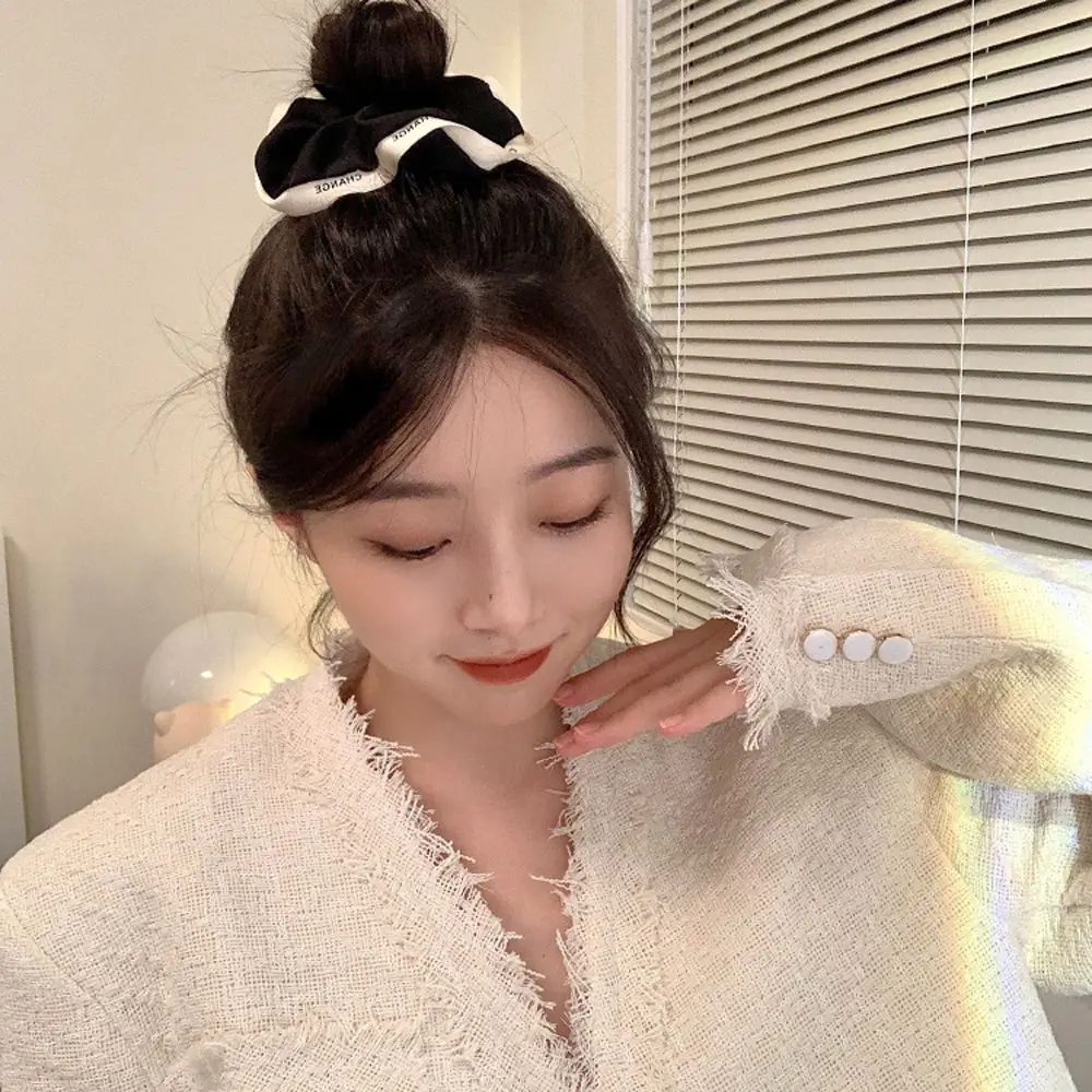 

Retro Cute Fashion Elegant Simple Solid Color Women Hair Rope Rubber Band Letter Hair Rope Korean Style Scrunchies