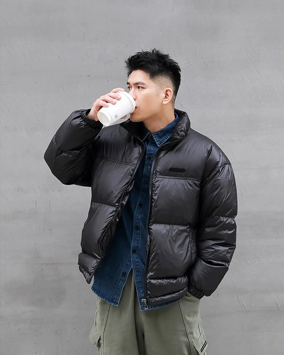 Autumn and winter men's cotton-padded casual collar coat short padded cotton-padded jacket bread clothing