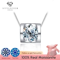 stylever real 1ct moissanite diamond pendant necklace for women original 925 sterling silver heart shape wedding fine jewelry