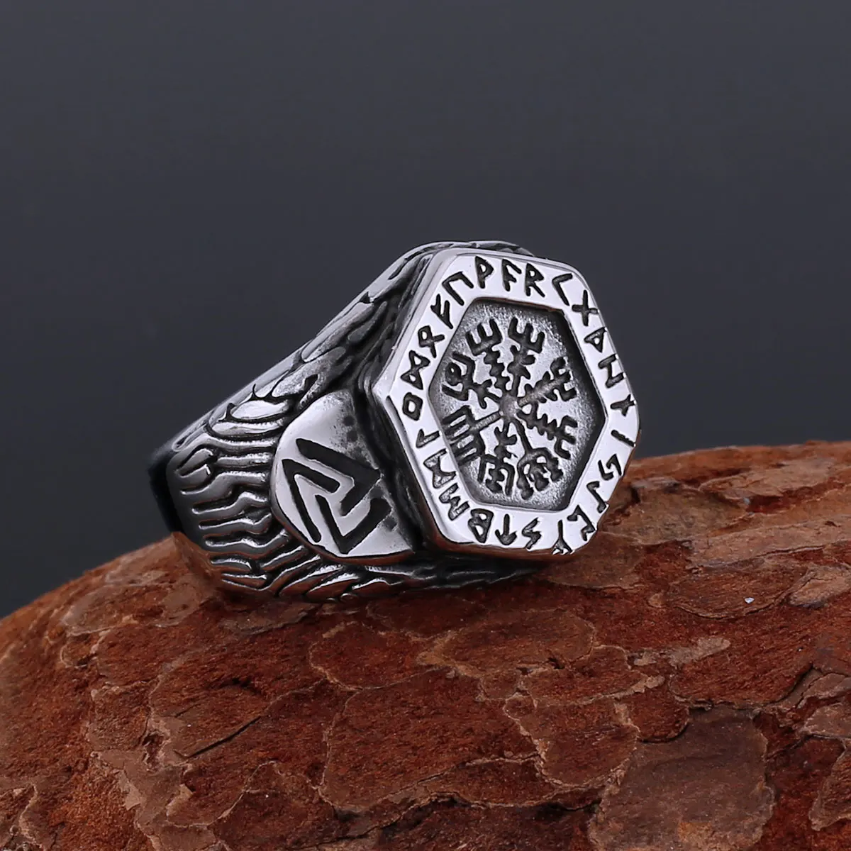 

New Odin Vintage Viking Stainless Steel Compass Ring Men's Nordic Scandinavian Ring Jewelry Amulet Fashion Personality Gift