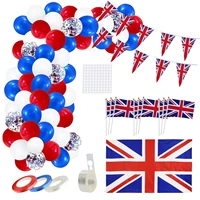2022 uk queen elizabeth 70th anniversary celebration diy party decoration set uk flag pennant banner hand flag balloon set