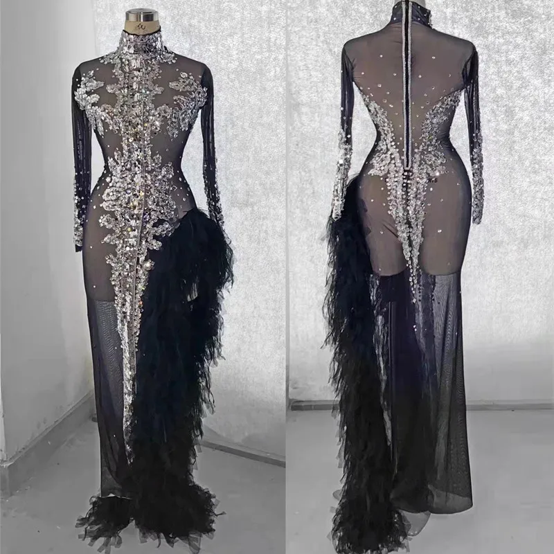 Вечернее платье певицы модель подиума длинное сексуальный прозрачный