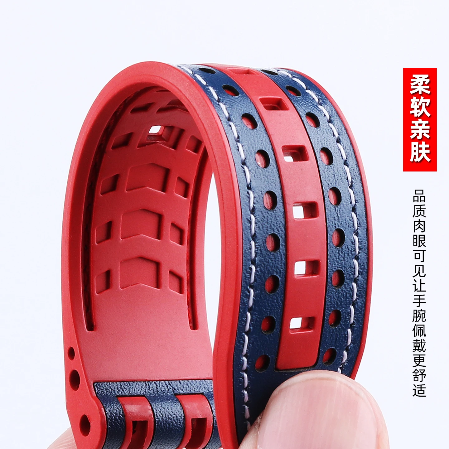 Фото Ремешок из натуральной кожи T115417, 22 мм, для часов Tissot T-sport Racing T115.417 Moto GP, с резиновой подкладкой, аксессуары для ремешков для часов. №5
