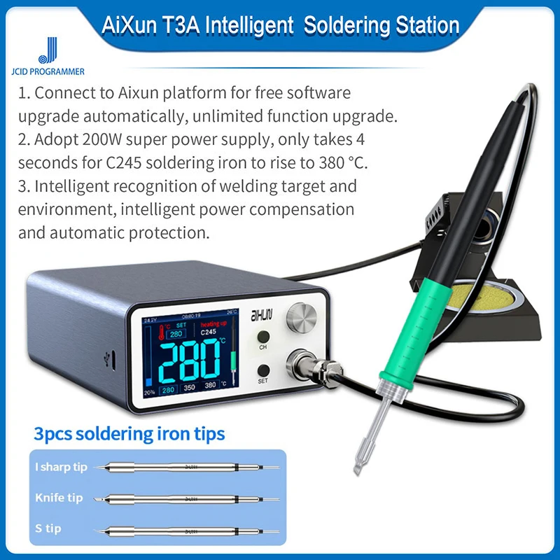 

JCID Aixun T3A T3B Smart Soldering Station Support T12/T245/936 Handle Soldering Iron Tips Electric Welding Iron Station Tools