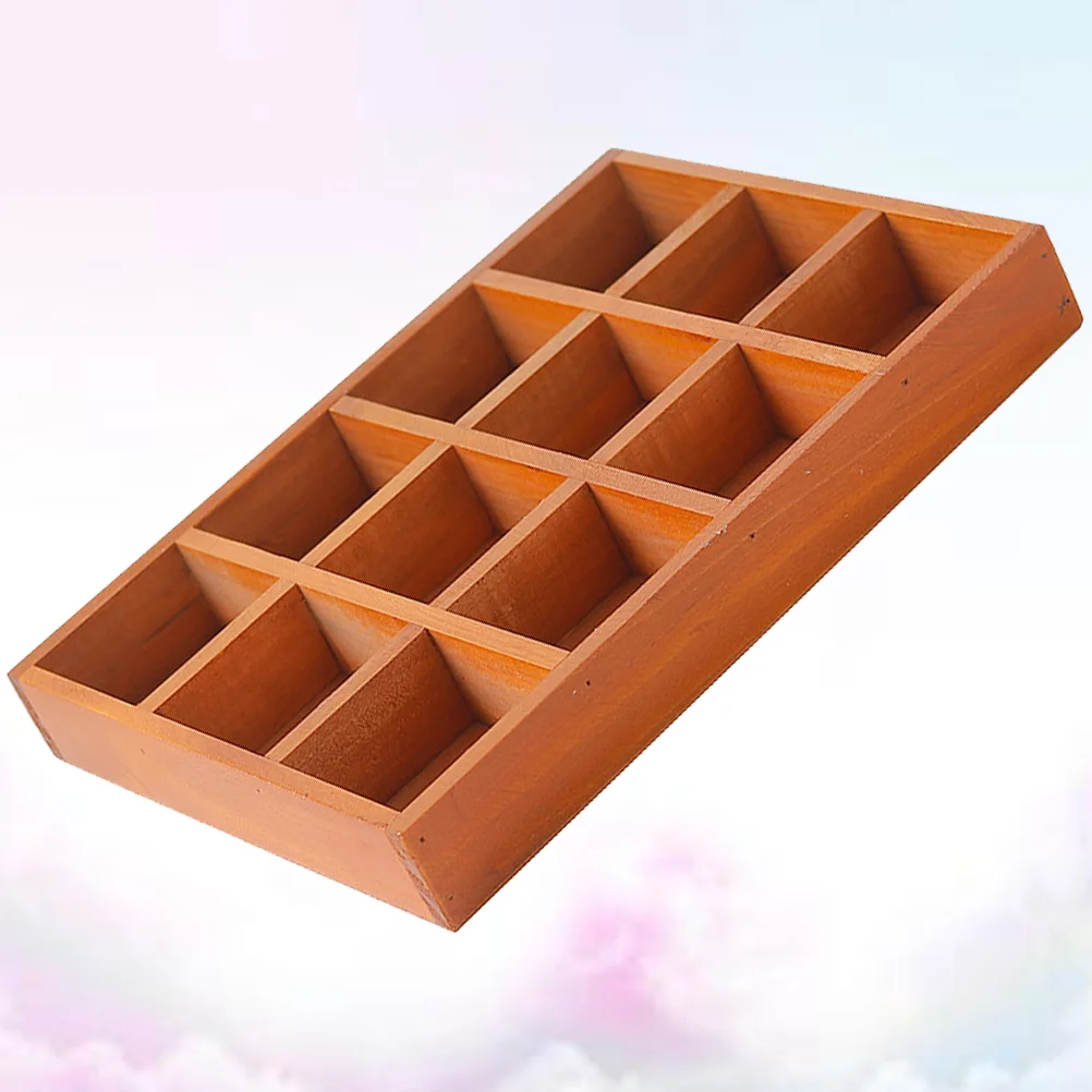 

Wooden Storage Organizer Jewelry Box Tray Container Wood Drawer Crates Grid Display Functional Divider Multi Sundries Candy