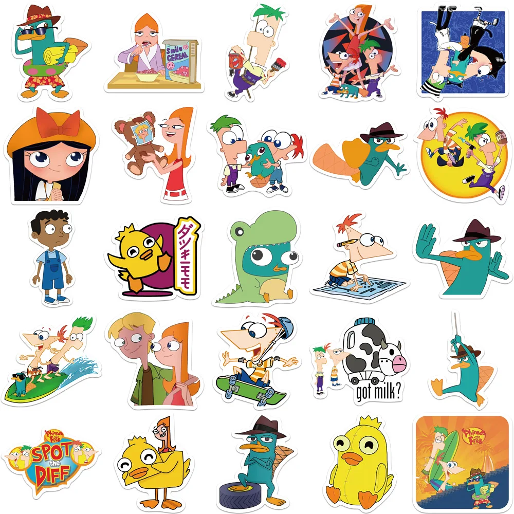 50 шт. классические Мультяшные наклейки для ТВ Phineas и Ferb граффити Декор чашка воды