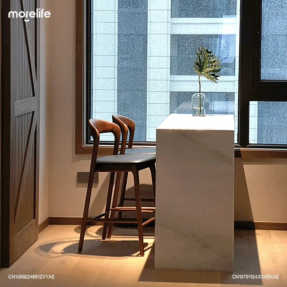 Скандинавские домашние барные стулья из массива дерева белые Искусственные