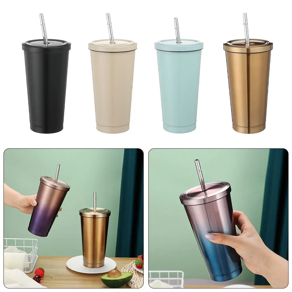 

500ML Travel Flask Beer Tea Vacuum Drinking Cup Straw Cup Flask Tumbler Insulated Mug