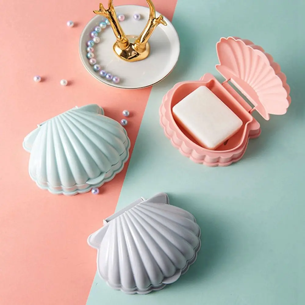

Creative Travel Handmade Soap Storage Box Portable SeaShell Shape Bathroom Accessories Drain Soap Holder Travel Soap Case
