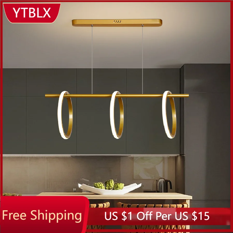 

Подвесные светильники для ресторана, современная кухня, обеденный стол, гостиная, кольцо 3, скандинавский железная лампа, подвесное освещен...