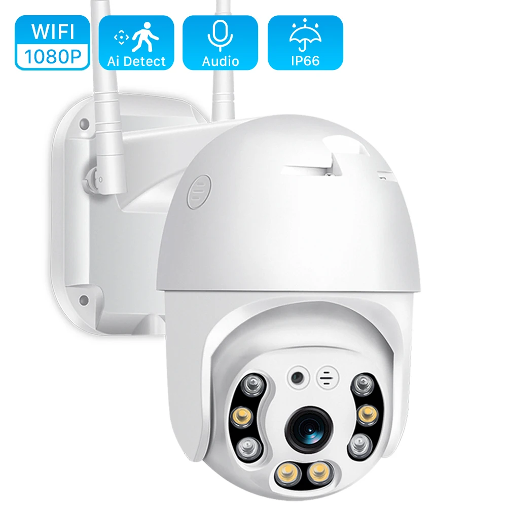 ANBIUX Caméra de Surveillance Extérieure en Forme de Dôme, Dispositif de Sécurité Sans Fil avec Zoom X4, Système Infrarouge et Protocole P2P, PTZ, IP, Wi-Fi, HD, 1080P