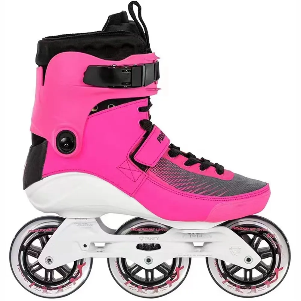 Original powerslide Swell Electric Pink Black Trinity Frame Inline Skates 3*100mm Speed Racing Skate Roller Skating Patines