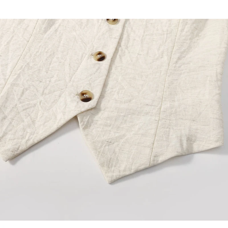 Женский хлопковый льняной жилет с v-образным вырезом