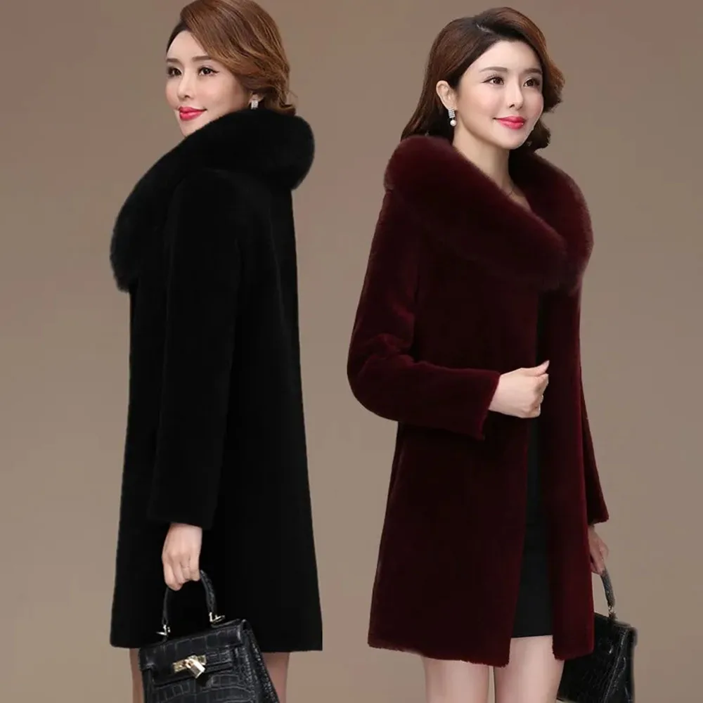 Модное меховое пальто темпераментная длинная овечья стрижка гранулы имитация