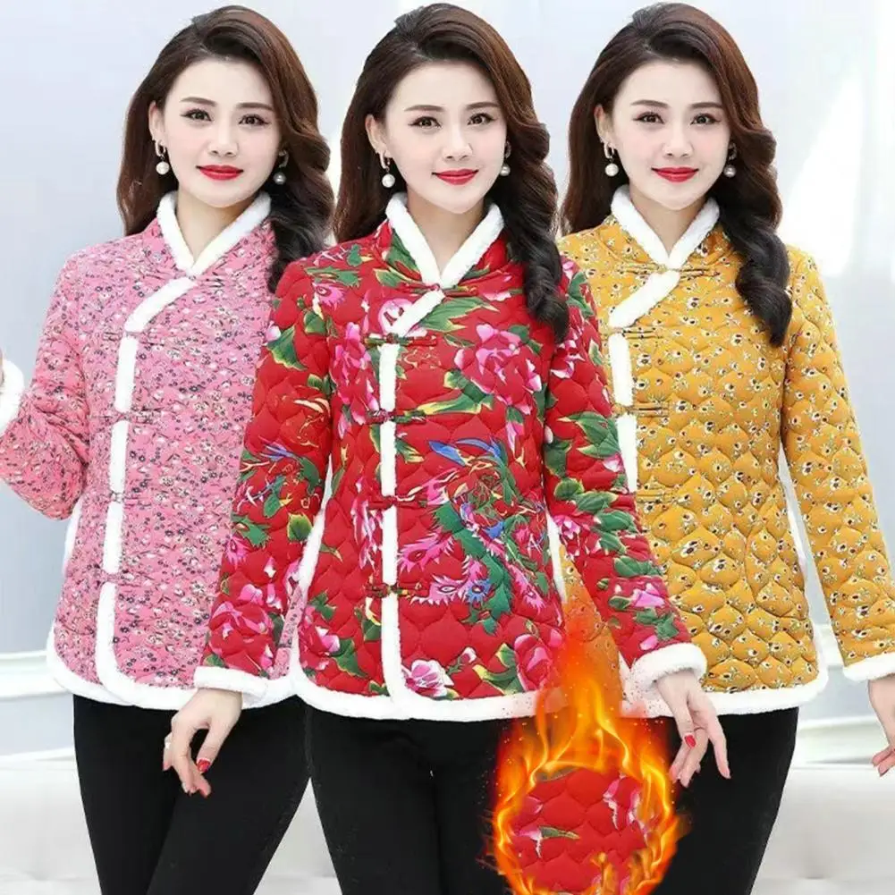 

2022 Spring And Autumn New Fashion Embroidery Flower Print Short Design Wadded Jacket Female Casual Coats Vintage Cotton-padded