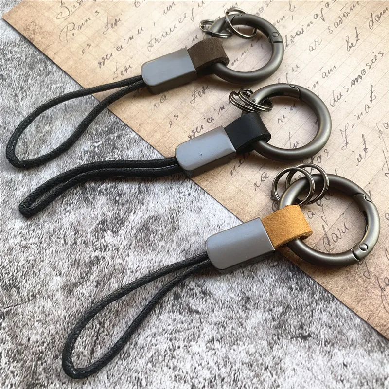 

Keychain Top Layer Cowhide Lanyard Simple Keycord Anti-wear Keychain on the Phone Chain Landyard Waist Buckle Accessories Strap