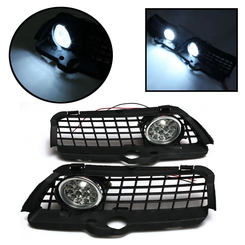 

4X For Vw Mk3 Golf Jetta 1992-1998 Front Bumper Grille 6000K White Leddrl Driving Fog Light Car Accessories