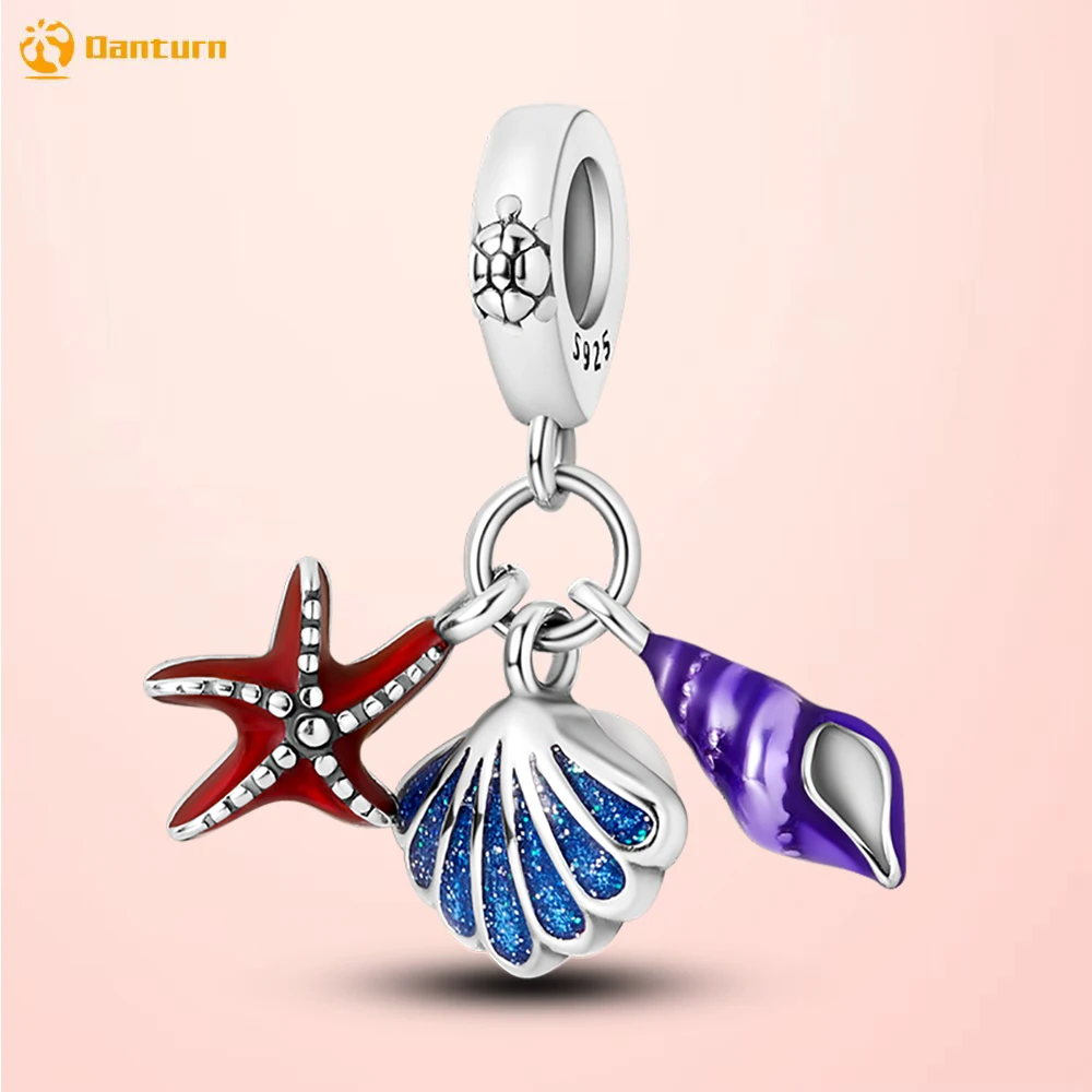 

Danturn 925 Sterling Silver Beads Seashell Pearl Starfish Dangle Charm fit Original Pandora Bracelets Fashion Women Jewelry