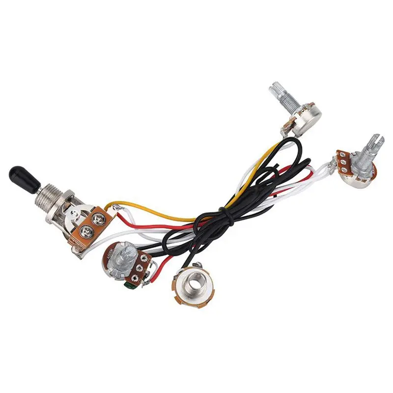 

Electric Guitar Wiring Harness Kit 3 Way Toggle Switch 2 Volume 1 Tone 500K