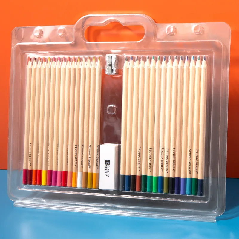 

30 Colors Log Oil Color Lead Set Student Sketch Painting Design With Portable HB Brush Art Stationery Supplies