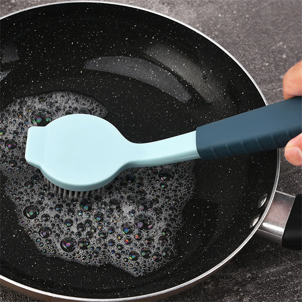 

Non-oil Non-stick Pan Long Handle Non-dirty Hands Pot Brush Blue/pink Color Washer Brush Kitchen Cleaning Brush Household Brush