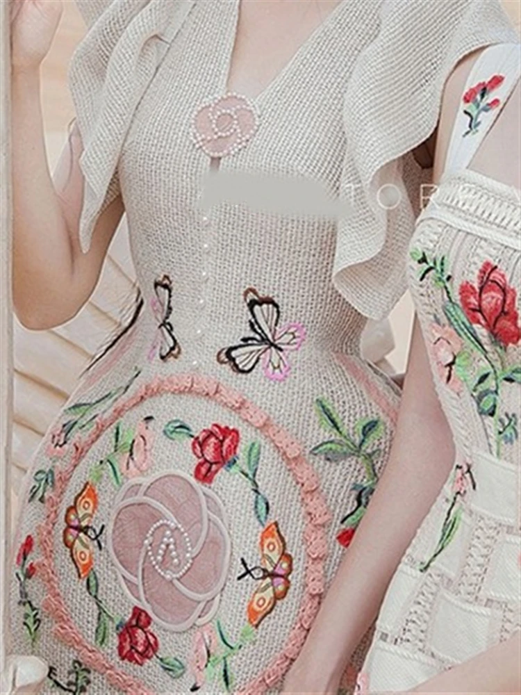 Женское платье в стиле бохо винтажное кружевное без рукавов с открытой спиной и