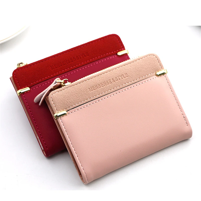 

1 Pc Female Card Wallet Zipper Small Coin Purse Business Card Holder Lovely Candy Color PU Leather Passport Holder Fashion