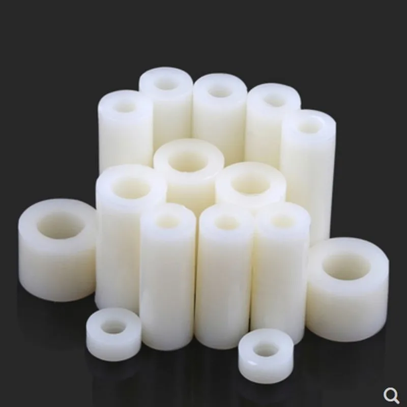 1000- 2000pcs/lot M3 M4 M5 M6 White Nylon ABS Non-Threaded Spacer Round Hollow Standoff Washer ID 3mm 4mm PCB Board Screw Bolt
