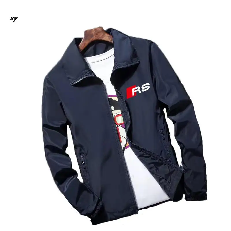 

2022 spring and autumn motorcycle brand men's jacket casual windbreaker zipper thin Lapel large jacket