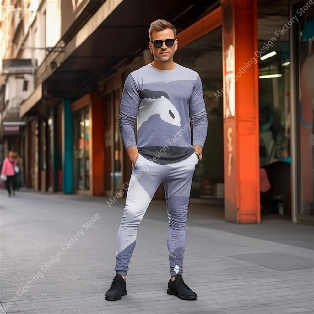 2023 Fashion Tracksuit Men Casual Long Sleeve T-shirt+Pants Men's Sweat-Shirt Set Clothes For Men 3D Print Sports Men's Clothing